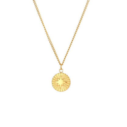 Oval Moon Star Necklace