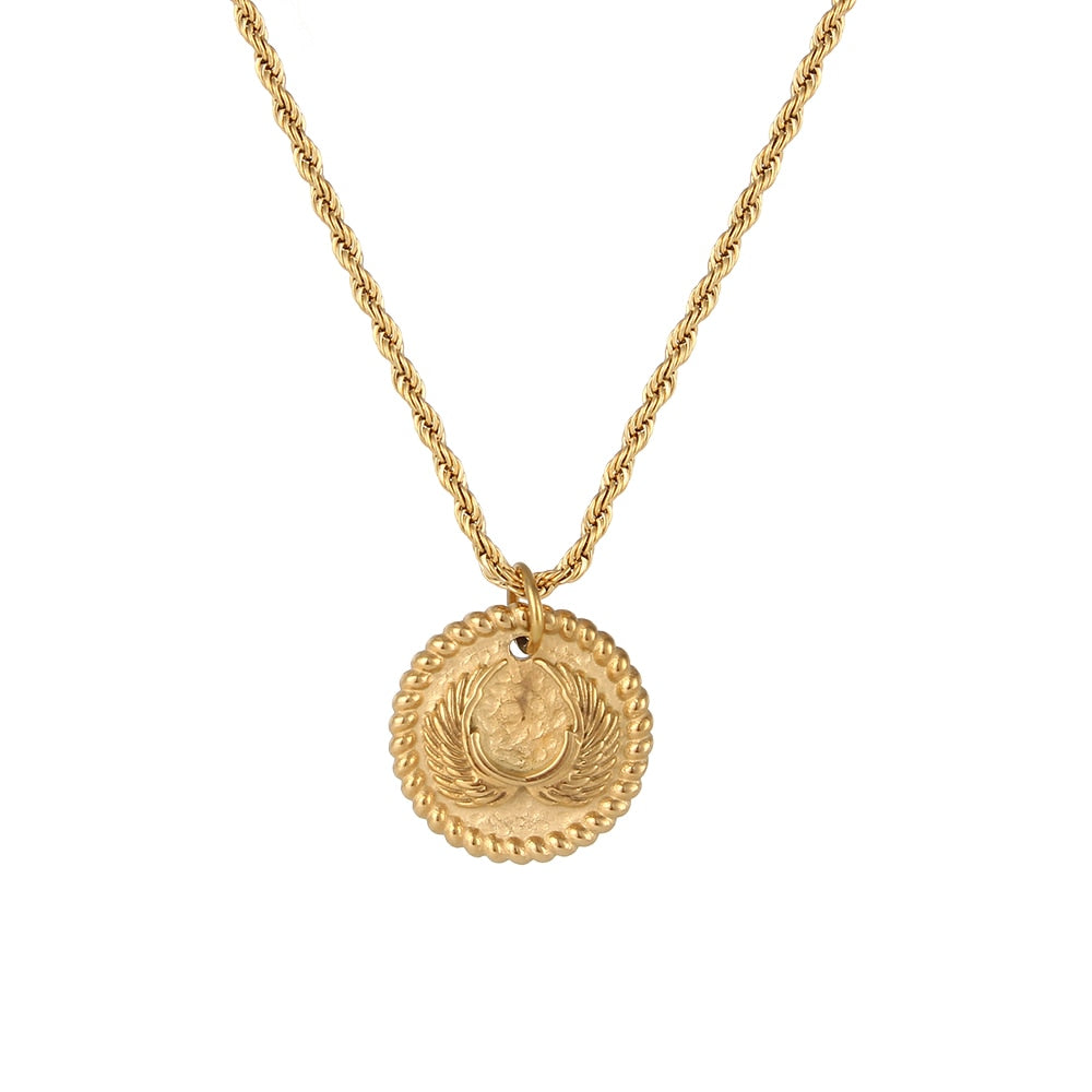 Flower Circle Coin Necklace