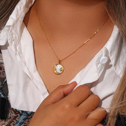 Natural Mother Moon Star Necklace