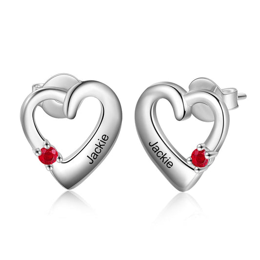 Custom Birthstone Heart Earrings|www.balibeachfashion.com