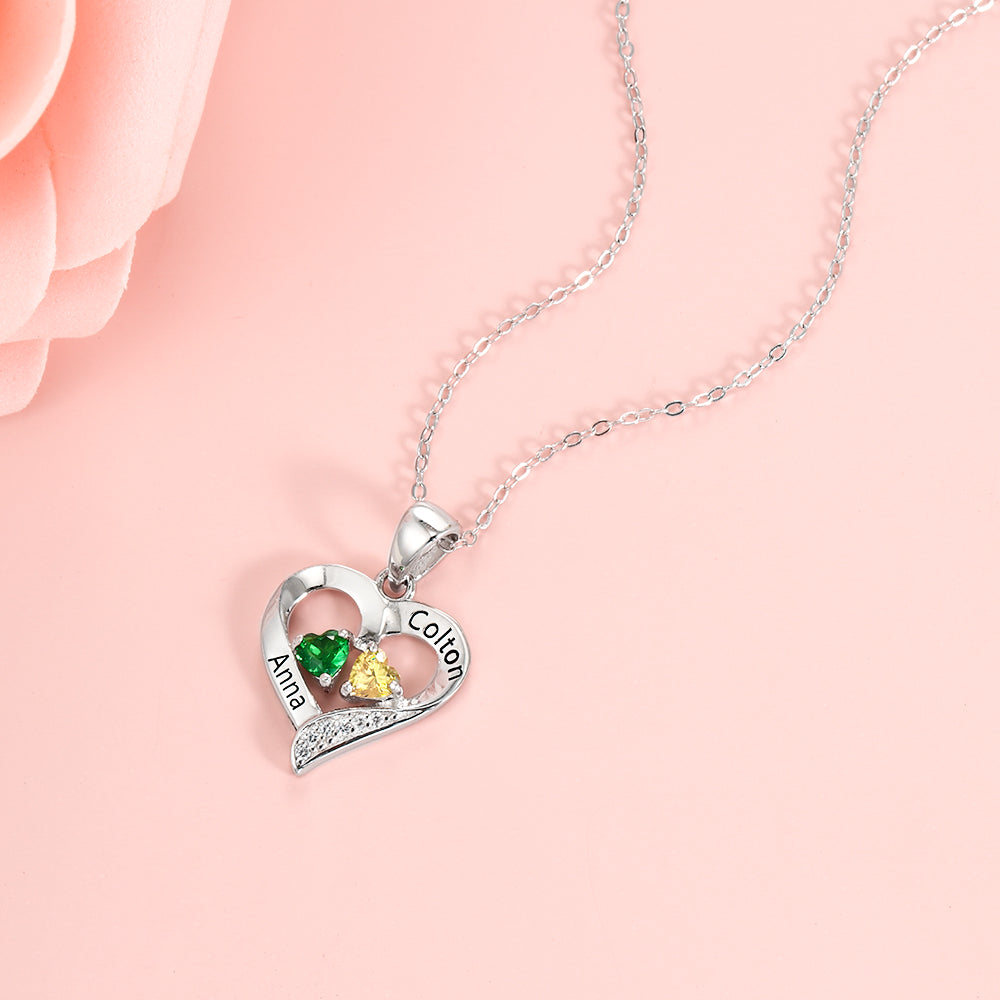Heart Birthstone Personalised Necklace