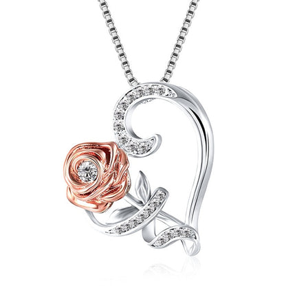 Crystal Rose Heart Necklace