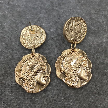 Retro Queen Coin Earrings