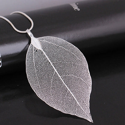 Bali Leaf Pendant Necklace Long Chain